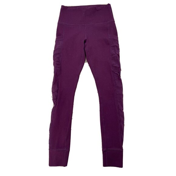 Fabletics Pants - Fabletics Womens Leggings Size XS ? Maroon Mesh Siding w Pockets Full Length